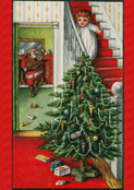 Enfant curieux et sapin de No&euml;l d&eacute;cor&eacute;